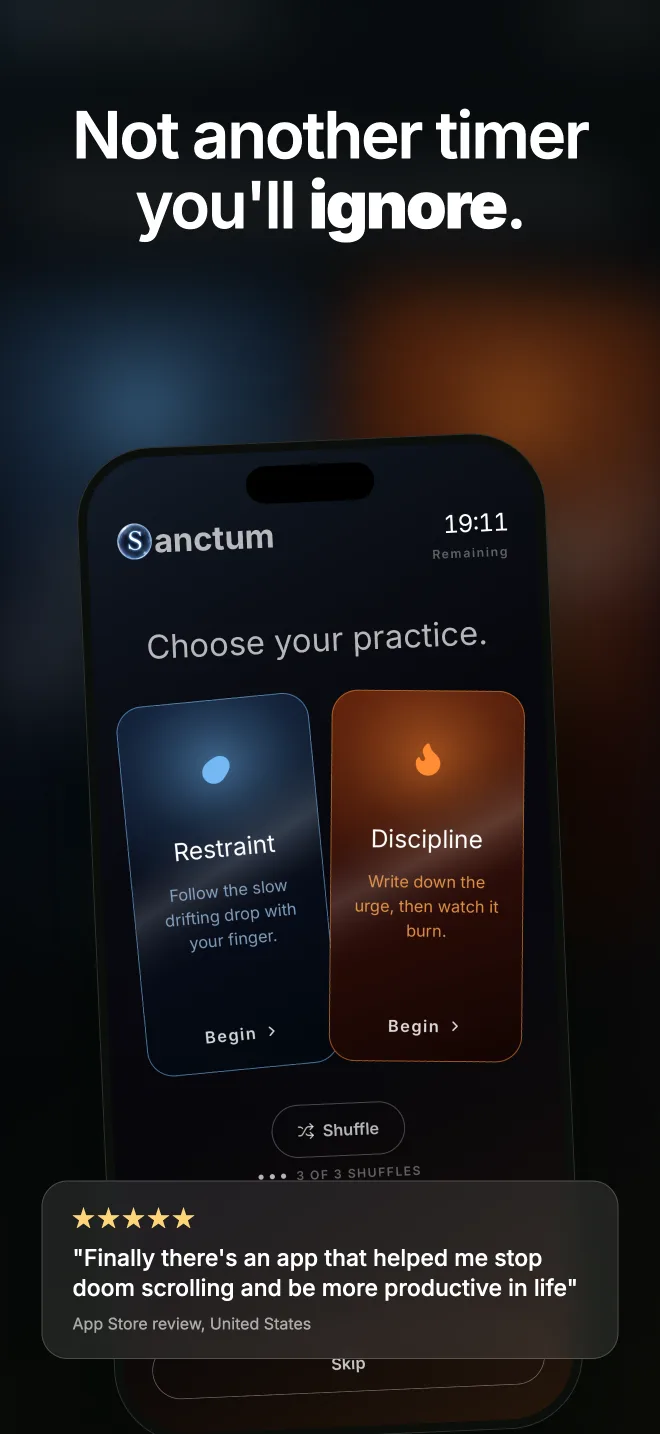 Not another timer you will ignore. Choose your practice.